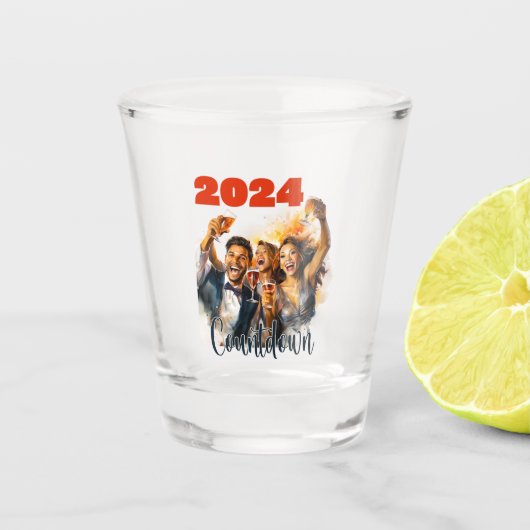 Aftellen 2024 shot glas (Voorkant)