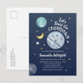 Aftellen Baby shower buiten ruimteas Aftellen Manu Uitnodiging Briefkaart (Voorkant / Achterkant)