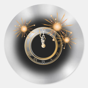 Aftellen bij de nieuwjaarschaarster ronde sticker