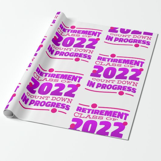 aftellen met pensioen 2022 grappig roze cadeaupapier (Uitgerold)