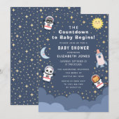 Aftellen naar Baby Space Baby shower Invitation Kaart (Voorkant / Achterkant)