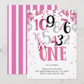 Aftellen naar EEN! Uitnodiging voor eerste verjaar (Voorkant / Achterkant)