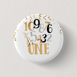 Aftellen naar een verjaardag Button-Nieuwjaar Eve Ronde Button 3,2 Cm