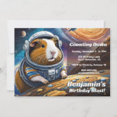 Aftellen naar Guinea Pigs in Space Birthday Kaart (Voorkant)