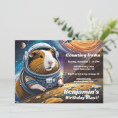 Aftellen naar Guinea Pigs in Space Birthday Kaart (Staand voorkant)