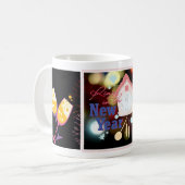 Aftellen naar het nieuwe jaar: vuurwerk en viering koffiemok (Voorkant links)