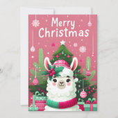 Aftellen naar kerst met een lama feestdagenkaart (Voorkant)