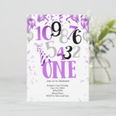 Aftellen naar ONE! Eerste verjaardagsuitnodiging Kaart (Staand voorkant)