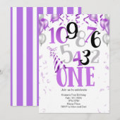 Aftellen naar ONE! Eerste verjaardagsuitnodiging Kaart (Voorkant / Achterkant)