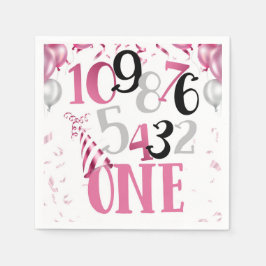 Aftellen naar One Party Napkins-Pink Servet