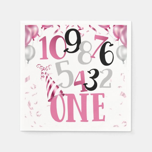 Aftellen naar One Party Napkins-Pink Servet (Voorkant)