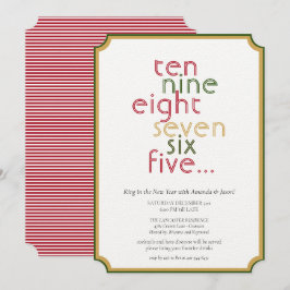 Aftellen Rood Groen Goud Oudejaarsfeest Kaart