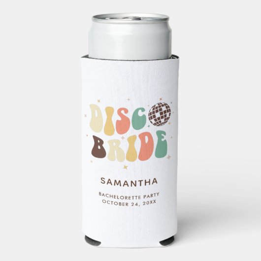 Aftellen tot de Bruiloft Disco Bruid Naam Retro Ma Seltzer Blikjeskoeler (Seltzer Achterkant)