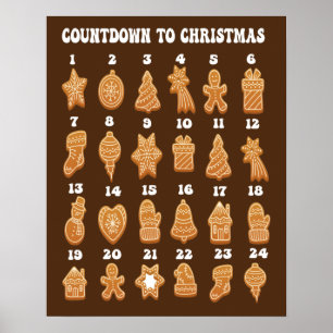 Aftellen tot kerstfeestkalender Gingerbrood Poster