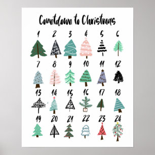 Aftellen tot Kerstmis adventkalender met leuke bom Poster