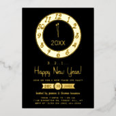 Aftellen tot Midnight New Years Eve Party Real Folie Uitnodiging (Voorkant)