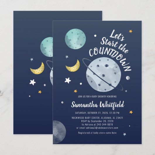 Aftellen van Baby shower voor moderne ruimte buite Kaart (Voorkant / Achterkant)