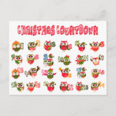 Aftellen van de kerst uil Advent Feestdagenkaart (Voorkant)