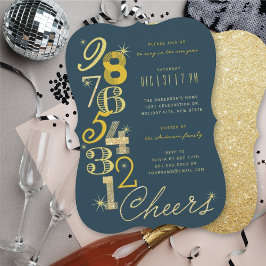 Aftellen van Glitter Holiday Party in New Year Kaart