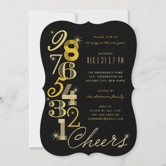 Aftellen van Glitter Holiday Party in New Year Kaart (Voorkant)