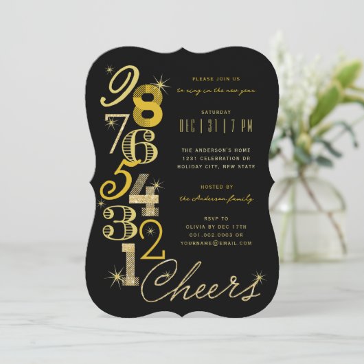 Aftellen van Glitter Holiday Party in New Year Kaart (Staand voorkant)