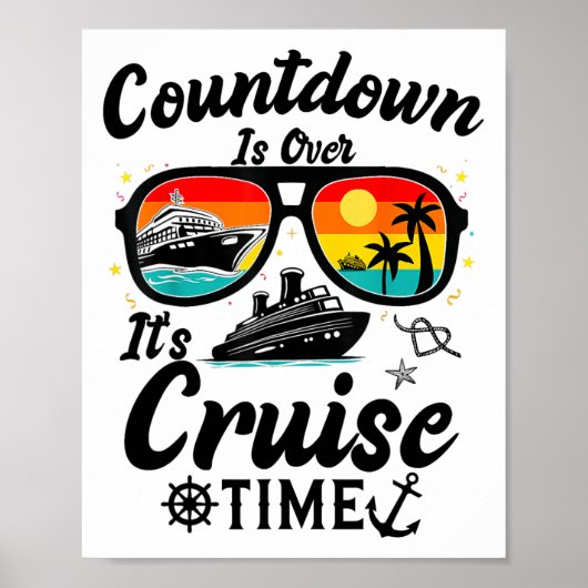 Aftelling Is Voorbij Het Is Cruise Tijd Mannen Vro Poster (Voorkant)