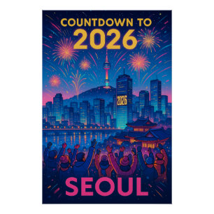 Aftelling naar 2026 in Seoul, Zuid-Korea Perfect Poster