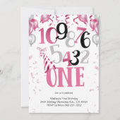 Aftelling naar EEN! Eerste verjaardagsuitnodiging Kaart (Voorkant)