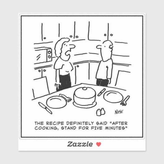 After Cooking Stand for 5 Minutes - Funny Recipe Sticker (Vel)