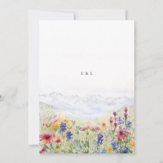 After Party Mountains Meadow Wildflowers Wedding Kaart (Achterkant)