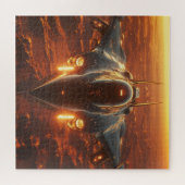 Afterburner Jet bij zonsondergang - Luchtvaartpuzz Legpuzzel (Horizontaal)