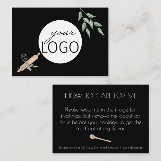 Aftercare Baking Business Logo Storage Visitekaartje (Voorkant / Achterkant)