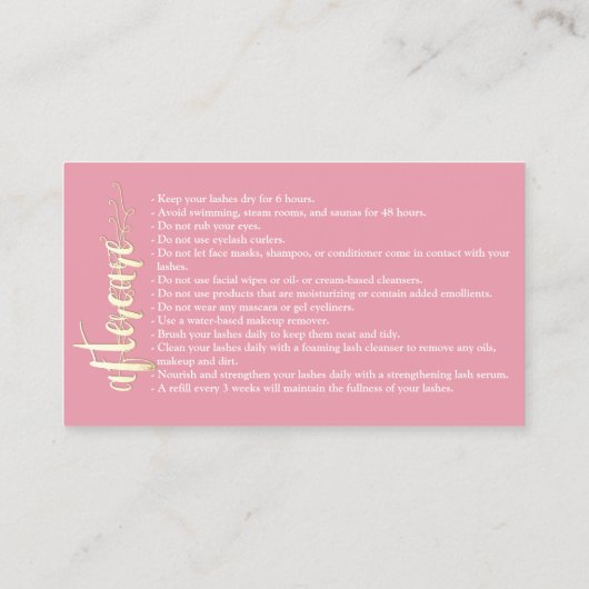 Aftercare Brows Gold Logo Microblading Roos Busine Visitekaartje (Achterkant)