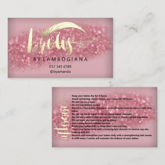 Aftercare Brows Logo Microblading Roos Studio Busi Visitekaartje (Voorkant / Achterkant)