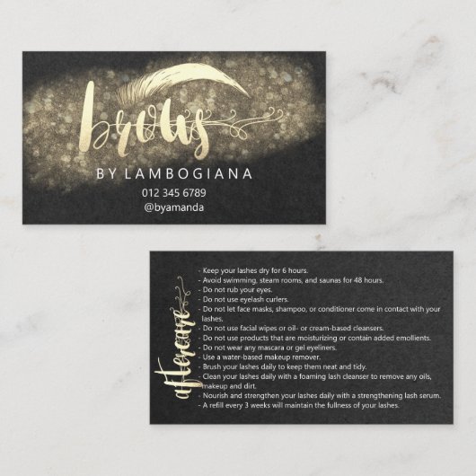 Aftercare Instructies Brow Microblade Black Busin Visitekaartje (Voorkant / Achterkant)