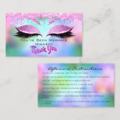Aftercare Instructies Eyelash Dankuwel holografisc Visitekaartje (Voorkant / Achterkant)