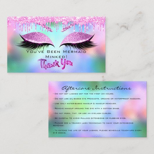 Aftercare Instructies Eyelash Dankuwel holografisc Visitekaartje (Voorkant / Achterkant)