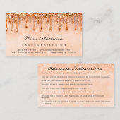 Aftercare instructies Lash Drips Make-up koper Visitekaartje (Voorkant / Achterkant)