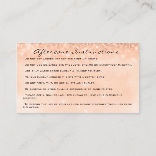 Aftercare instructies Lash Drips Make-up koper Visitekaartje (Achterkant)