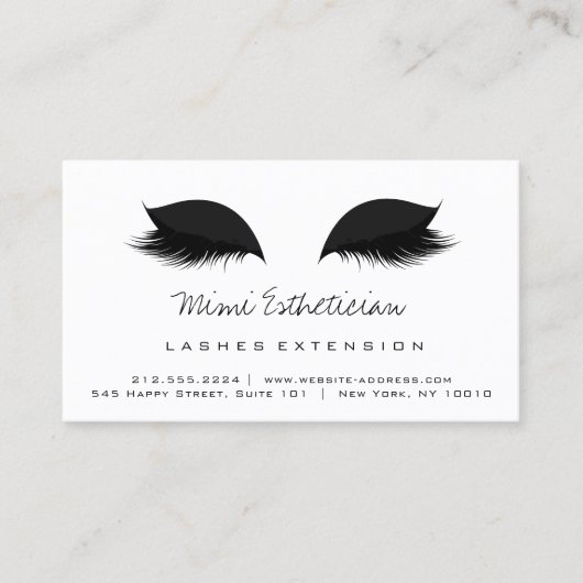 Aftercare Instructies Lash Extension Black White Visitekaartje (Voorkant)