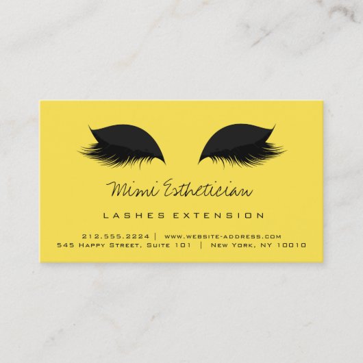Aftercare Instructies Lash Extension Black Yellow Visitekaartje (Voorkant)