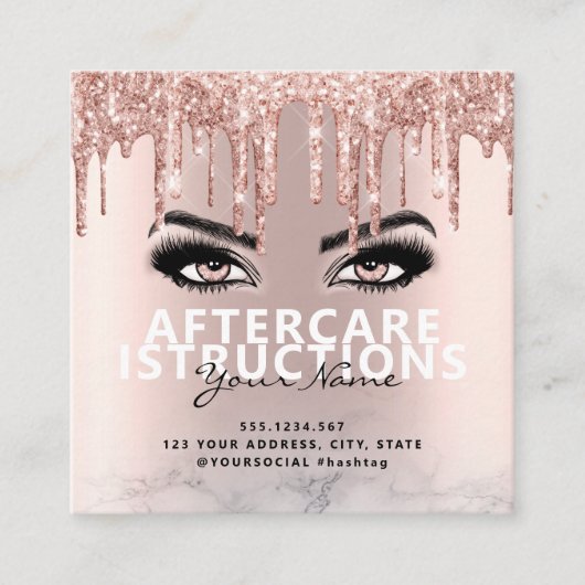 Aftercare Instructies Lash Grote tekstruimte Vierkante Visitekaartje (Voorkant)