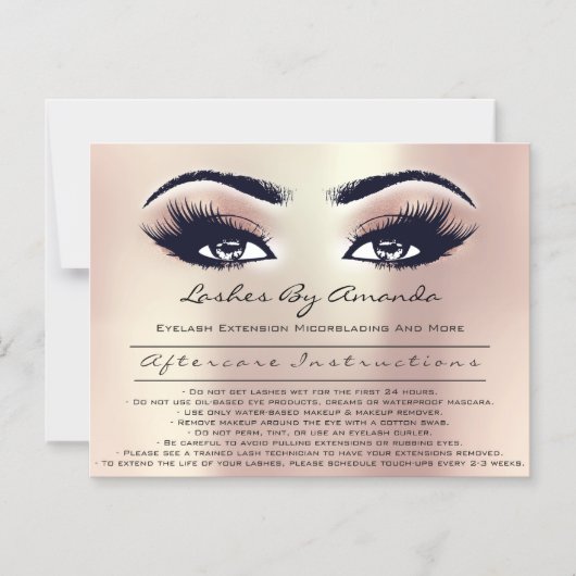 Aftercare Instructies Lashes Extension Microblade Magnetische Uitnodiging (Voorkant)