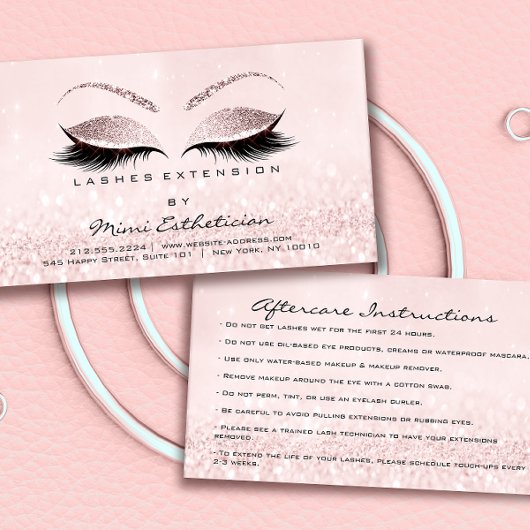 Aftercare Instructies Lashes Studio Roze Klein Visitekaartje