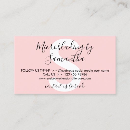 Aftercare-instructies voor microblading visitekaartje (Voorkant)