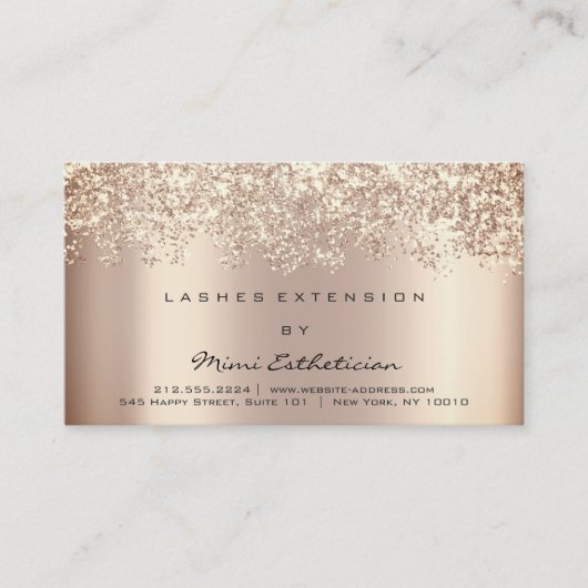 Aftercare Instruction Lash Roos Gold Glitter Elega Visitekaartje (Voorkant)