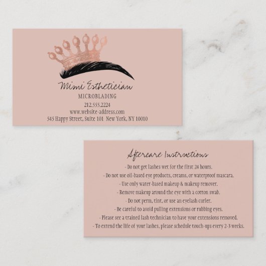 Aftercare Instructions Eyebrows Princes Visitekaartje (Voorkant / Achterkant)