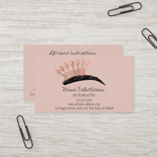 Aftercare Instructions Eyebrows Princes  Visitekaartje (Voorkant / Achterkant in situ)