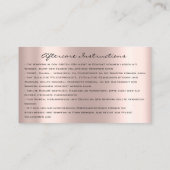 Aftercare Instructions Lash Rose Drips Eyes Augean Visitekaartje (Achterkant)