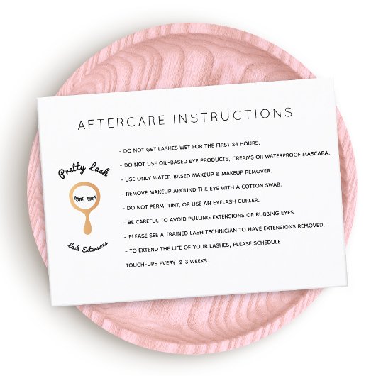 AfterCare voor Lash Extensions Salon Visitekaartje